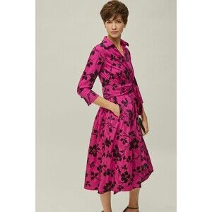CH Carolina Herrera Fuchsia Embroidered taffeta wrap dress Size: XS